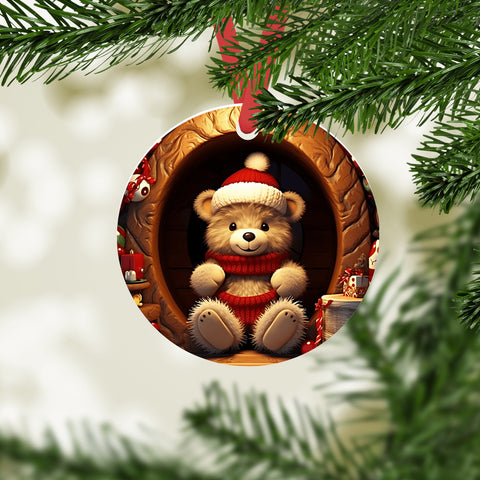 Teddy Bear Santa Christmas Ornament