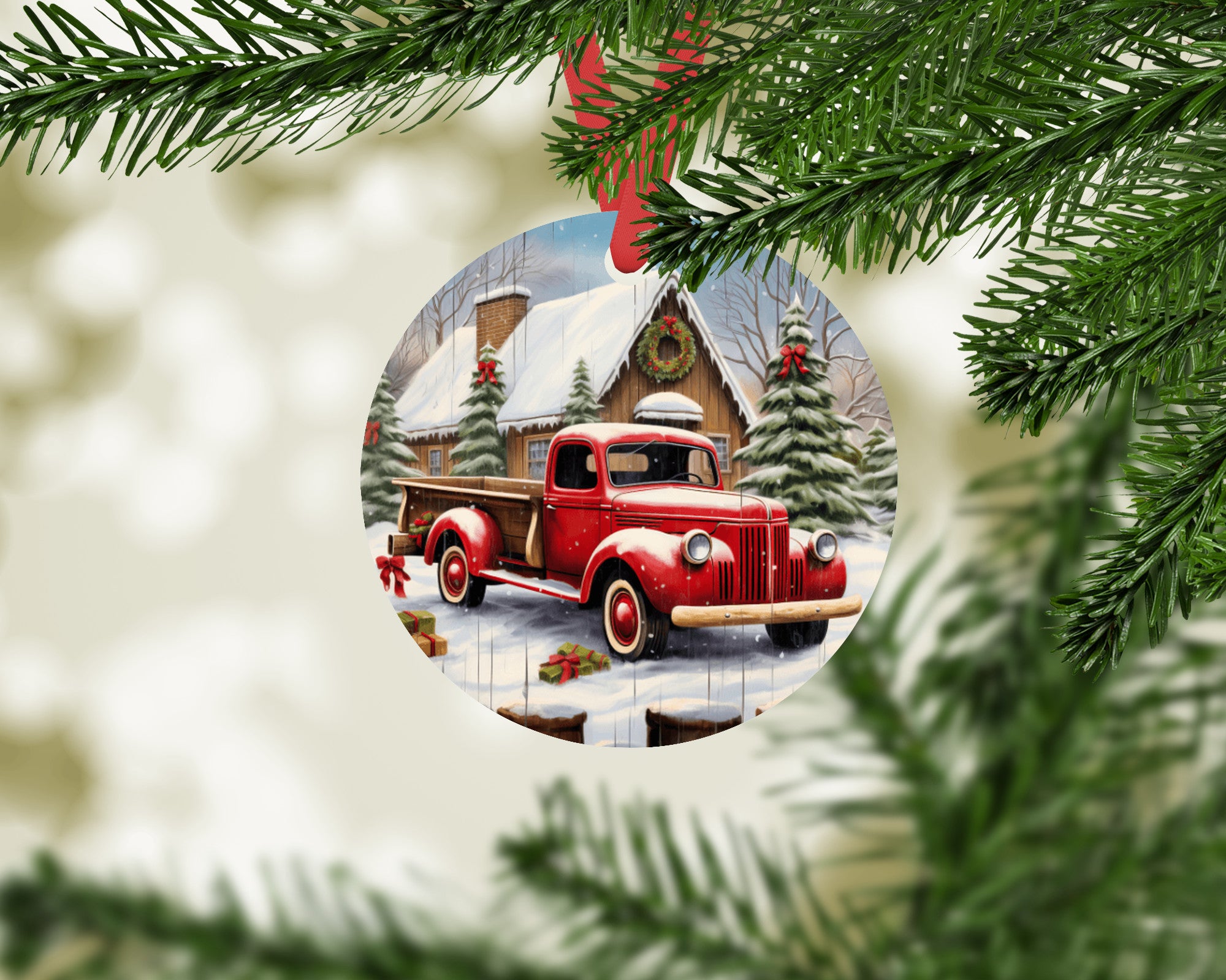 Christmas Red Truck Ornament
